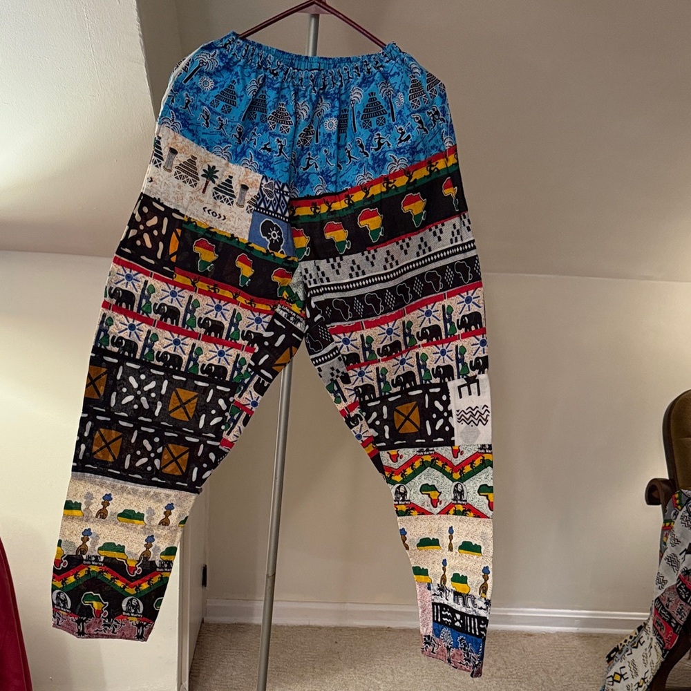 Colorful African Print Elastic Waist Pants